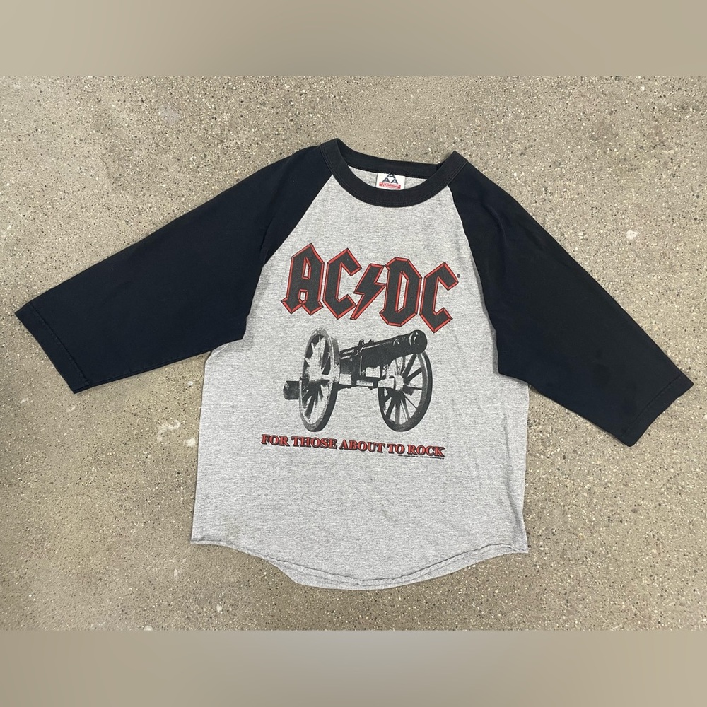 Vintage 2003 AC/DC For Those About To Rock 3/4 Sleeve Baseball T-Shirt Size Med.